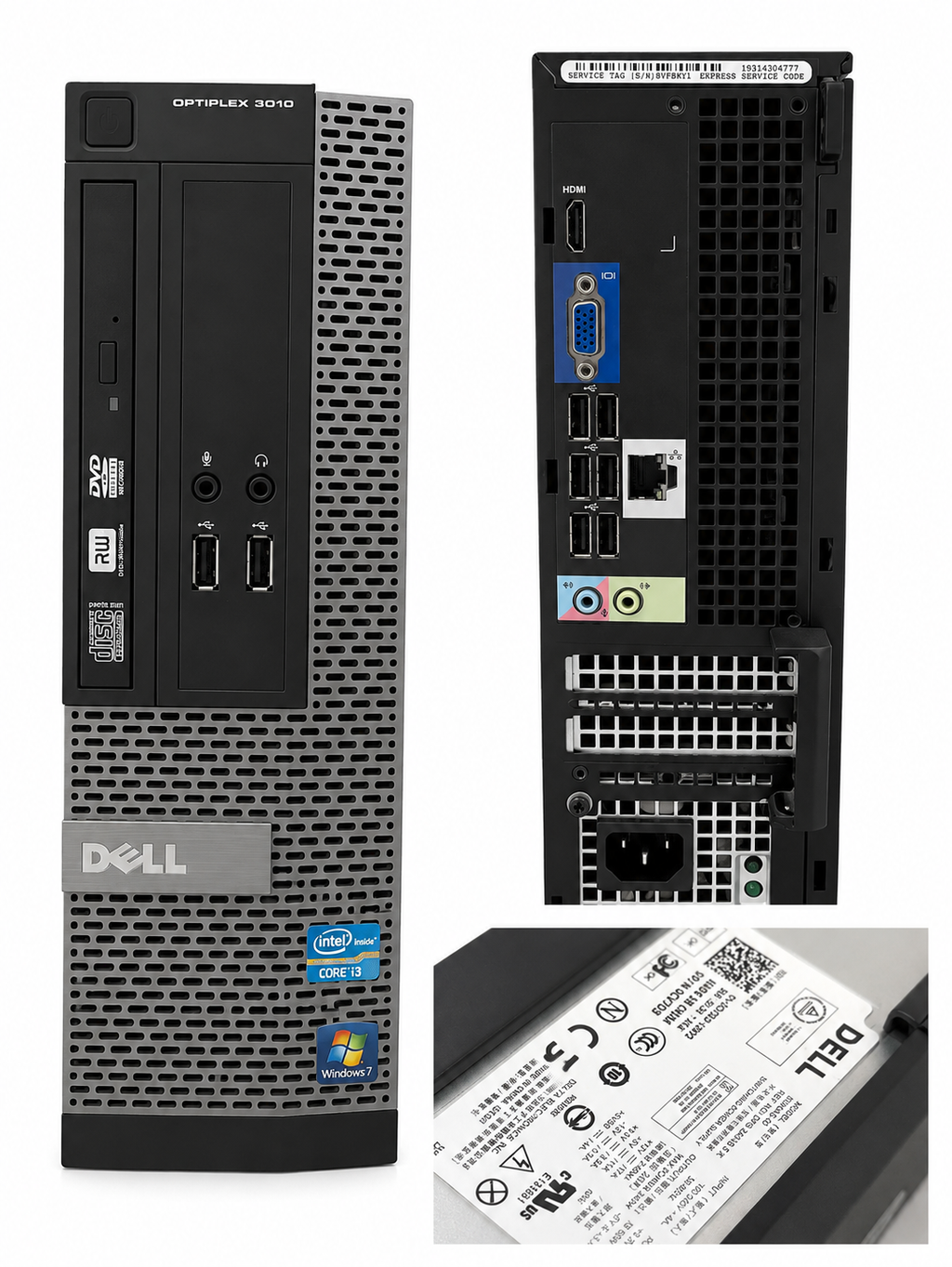 Dell OptiPlex 3010 SFF Desktop PC Intel Core i3 HDMI VGA DVD-RW 240W